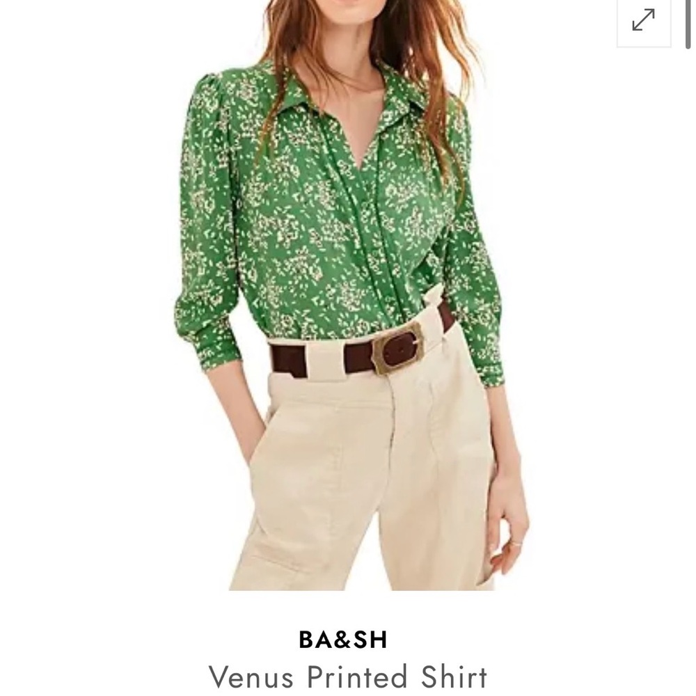ba&sh Green Venus Button Down Blouse